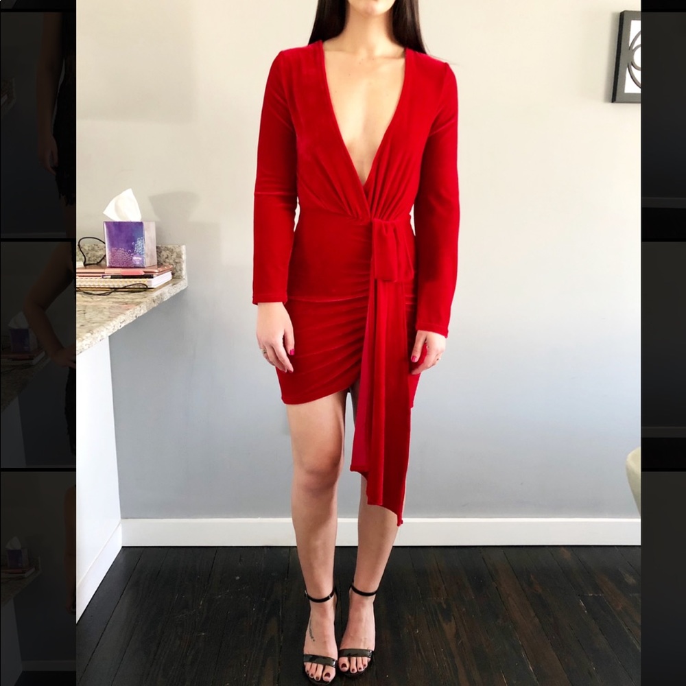 Sexy red suede dress